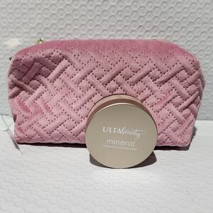 Ulta Beauty Mineral Powder Foundation & Pink Quilted Cosmetic Bag